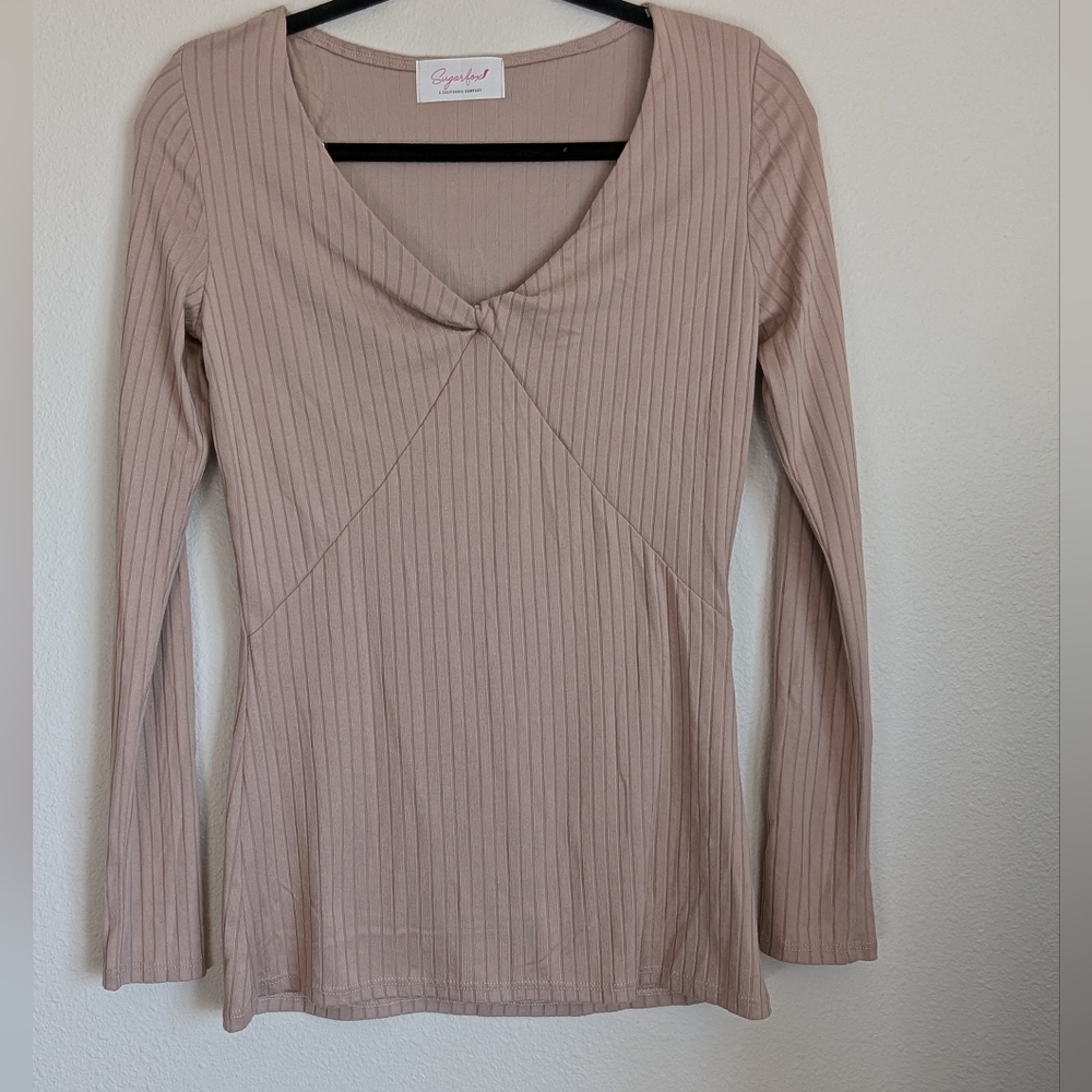 NWOT Sugar Fox Beige Top Size S